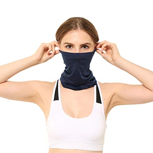 SUKEQ Face Clothing Neck Gaiter Mask, Seamless Non Slip Outdoor Face Mask for Sun wind Dust Bandana Balaclava, Sport Magic Scarf, Athletic Headwrap, Womens Hairband, Men Sweatband (Navy)