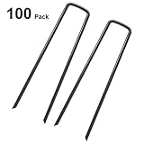 AAGUT Garden Staples Landscape Sod Stakes, 100 Pack 6 Inch 11 Gauge Steel Lawn U Pins Pegs - Securing Ground Cover, Weed Barrier Fabric Soaker Hose, Irrigation Tubing Dripper (GardenStaple_B_100_US)