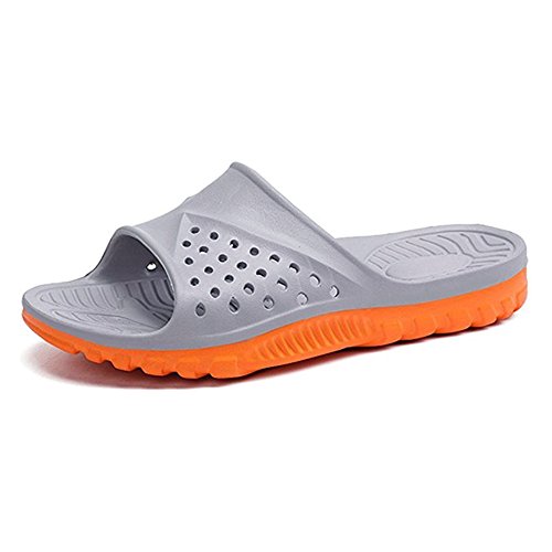 WODEBUY Men's Shower Flops Antislip Indoor Slider Sandals Gray Orange