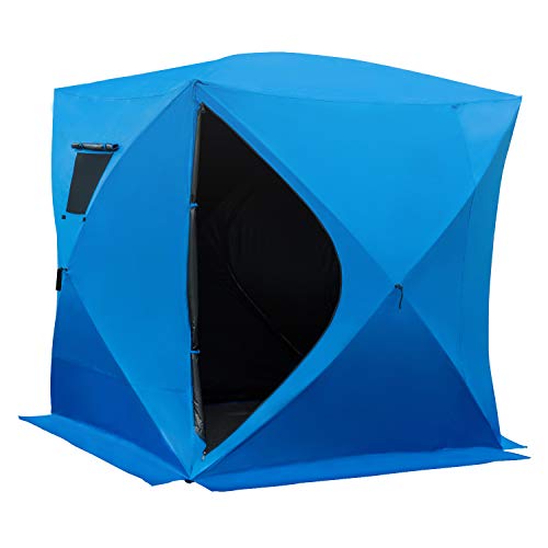 Outsunny 4 Person Waterproof Insulated Portable Pop-Up Ice Fishing Shelter with 2 Doors