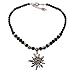 Bavarian Imitation Pearl Necklace Rhinestone Edelweiss (black) - Traditional German Dirndl Jewelry