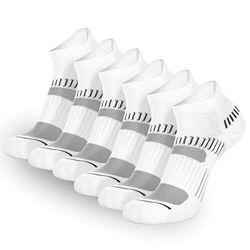 FLYRUN Womens Athletic-Ankle-Socks-Women 6 Pack Performance Cushioned Low-Cut Running Tab Socks