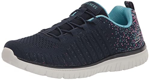 Skechers Women's Virtue Sneaker, Navy/Blue, 10 Wide