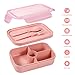 Jeopace Bento Box for Kids Lunch Containers with 4 Compartments Kids Bento Lunch Box Microwave/Freezer/Dishwasher Safe (Flatware Included,Light Pink)