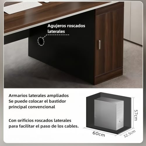 120CM Escritorio para Computadora con Gabinete y 3 Cajones De Almacenamiento Desk, , Con Amplio Espacio de Almacenamiento y diseño de Oficina Moderno Resistente Mesa Escritorio Grande Para Oficina