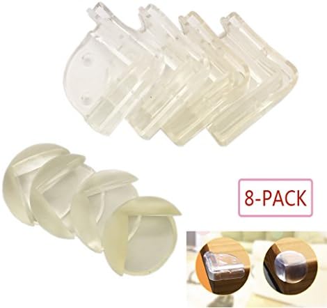Billmill Baby Safety Corner Gel Childproofing Furniture Corner Guards Protector Bumper with 3M Adhesive, Triangle-Shaped & Ball-Shaped ( Yellow Transparent, 8Pack)