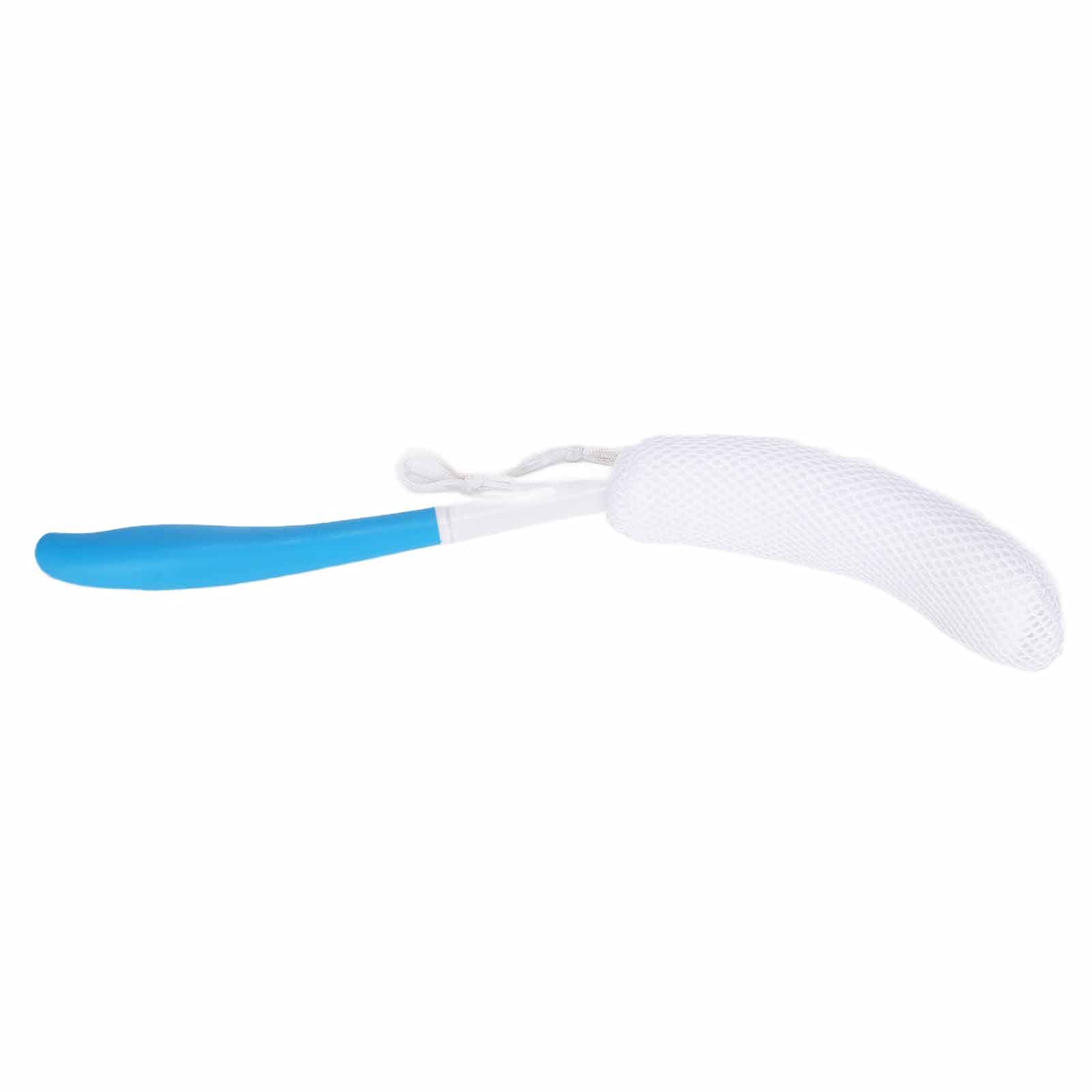 Long-Handled Shower Brush, Soft Sponge Body Cleansing Brush, Back exfoliating Shower Brush, Ergonomic Design, Blue and White.