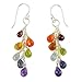 NOVICA Rainbow Multi-Gem Cluster Earrings with Sterling Silver Hooks, 'Vibrancy'