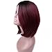 Lady Miranda Ombre Color Bob Wig Black to Burgundy Dark Roots Heat Resistant Synthetic Wigs No Bangs Wig for Women（Black&Burgundy）