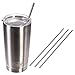 20oz Stainless Steel Tumbler with 4 Straws Bundle With Premium Quality 18/8 Stainless Steel Insulated Tumbler Cup + 4 Stainless Steel Straws + Straw Cleaner