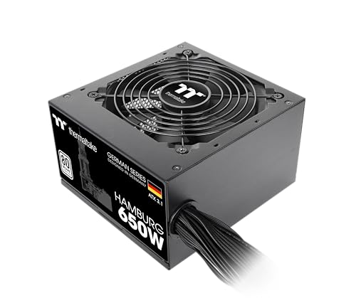 Thermaltake Hamburg 650W Power Supply | German Series | ATX 3.1 | 80 Plus White | Non-Modular | 2 x PCIe 6+2 Pin | Quiet 120 mm Fan | DC-to-DC