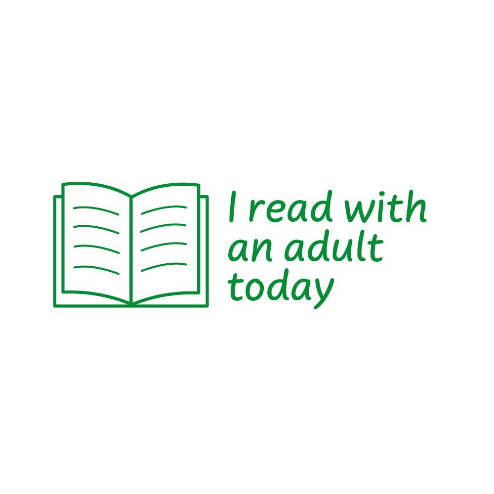 SuperStickers Assessment Stamper for teachers: I Read With An Adult Today - Green Ink