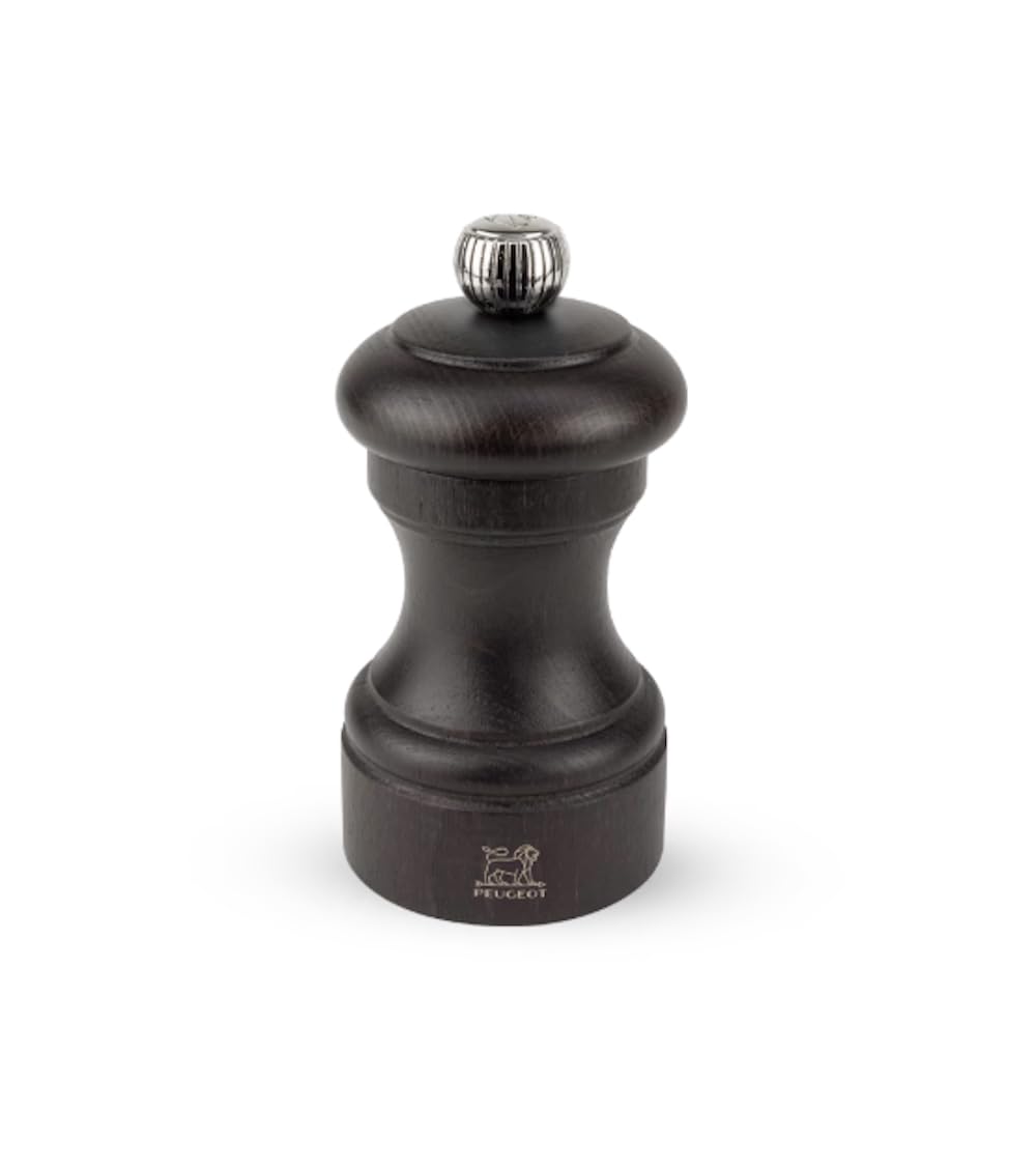 PEUGEOT - Bistro 10 cm Pepper Mill - Classic Grind System - Made with PEFC Certified Wood - Lifetime Guaranteed Mechanism - Made in France - Chocolate Colour