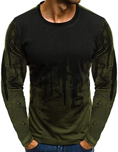 Mens Long Sleeve Shirt,Amiley Mens Gradient Color Long-Sleeve Shirt Beefy Muscle Blouse Tee