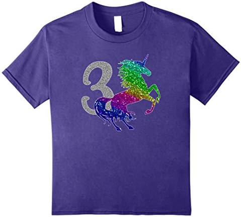 unisex-child 3 Year Old Shirt Unicorn 3rd Birthday TShirt 12 Purple