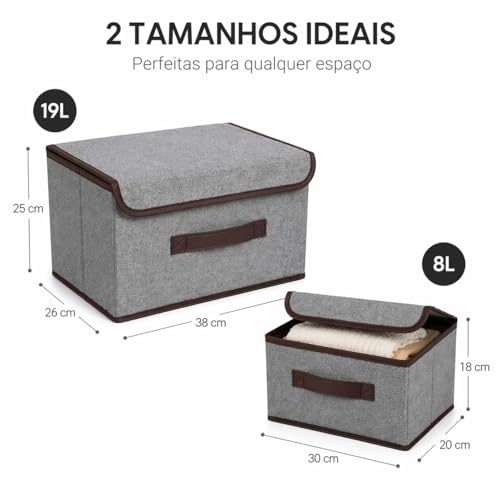 Kit 2 Caixas Organizadoras Dobraveis com Tampa Alça Reforçada e Mais Praticidade para Organizar Roupas Brinquedos e Ambientes