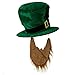 Adult Plush Leprechaun Green Top Hat w/Buckle Accent & Beard