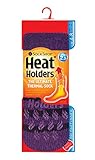 Women's 2.34 Tog Thermal Heat Holder Slipper Socks, 5-9 Us, Purple/grey Stripe