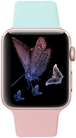 GTDA for Apple Watch Band Series 1 Series 2,2 Different Colors Lengths Combine Together in 1 Soft Silicone Sport Strap for Fashionable Wearing Personality,38mm,S/M,Turquoise and Vitagerose