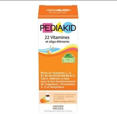 Syrup with 22 vitamins and trace elements orange and apricot taste, 125 ml, Pediakid