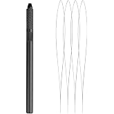 GlamorDove Hair Extension Loop Needle Threader and Pulling Hook for Micro Beads - Styling Tool Kit for Feathers Hair Extensions, 2 Black
