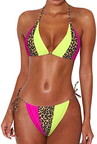 Women's Ribbed Tie Bikini Brazilian Cheeky Bottom String Swimsuit