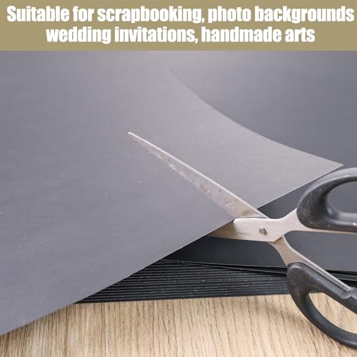 MCPINKY 20 Sheets Cardstock Paper for Crafts, 12 x 12inch Card Stock Paper Black Construction Paper for Crafts Printer Invitations Card Making