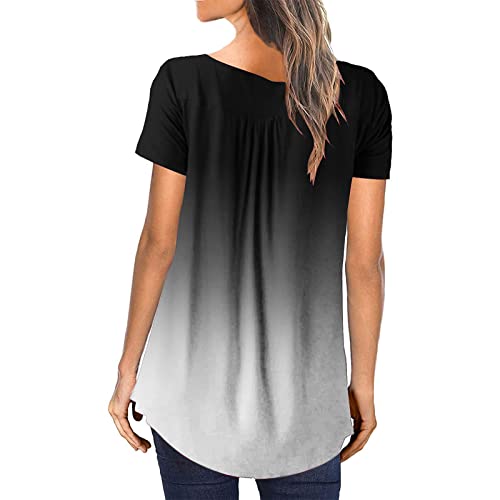 Womens Tops Hide Belly Tunic 2023 Summer Short Sleeve T Shirts Henley Button Down Shirt Blouses for Leggings