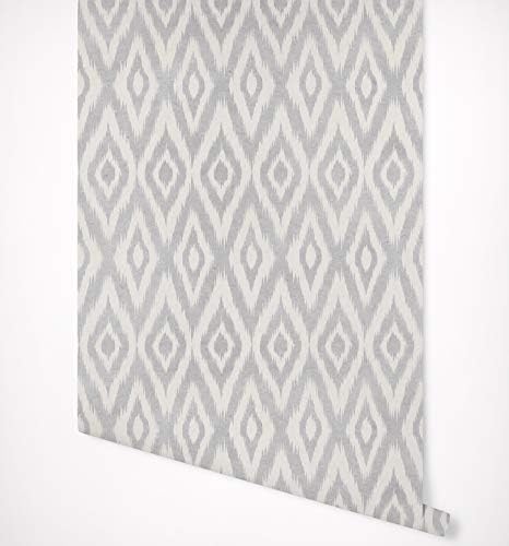 Kraska Ikat Gray Geometric Wallpaper Self Adhesive Premium Quality Multi Purpose Peel & Stick Wallpaper - Ideal Decor for Home, Nursery, Kitchen, Bathroom, Office, Fridge 24" x 72"