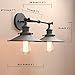 Pathson Industrial Bathroom Wall Sconce Lighting, 2-Light Vintage Bathroom Vanity Light Fixtures, Mid Century Wall Lamps for Bedroom, Living Room, Matte Black Metal Finished (Black)