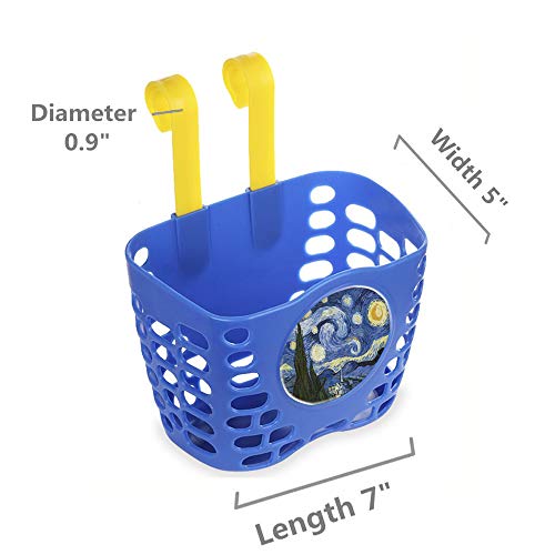 QIELIZI Kid's Bike Basket,Kids Bicycle Basket Matching 2 X Bicycle Bell Included, Bike Bell Bike Accessories Gift for Girls Boys(Starry Sky)