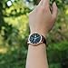 BUREI Men's Simple Classic Wrist Watches Date Day Calendar Brown Calfskin Leather with Black Dial