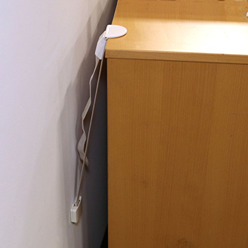 QDOS Zero-Screw Furniture Anti-Tip Kit | 1 Kit - 2 pcs | White - Patented SecureHooks Anchor - Holds up to 200 lbs. in Drywall! - Easy Installation, No Screws, No Tools - Adhesive to Furniture Option!