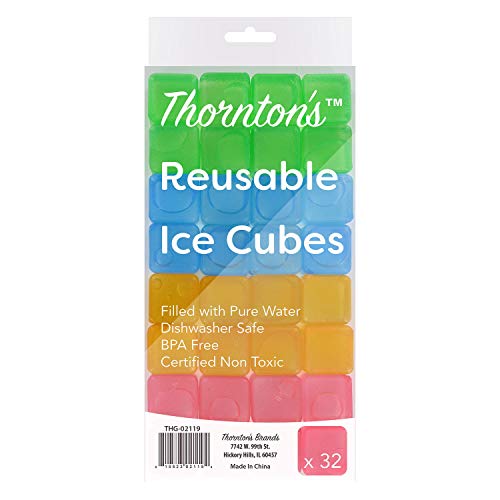 Thornton's Reusable Plastic Ice Cube Assorted Colors 32 Icecubes for