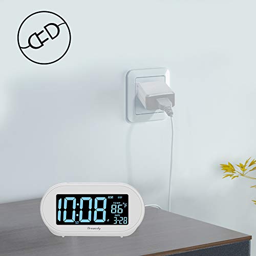 DreamSky Auto Time Set Alarm Clock with Snooze and Dimmer, Charging