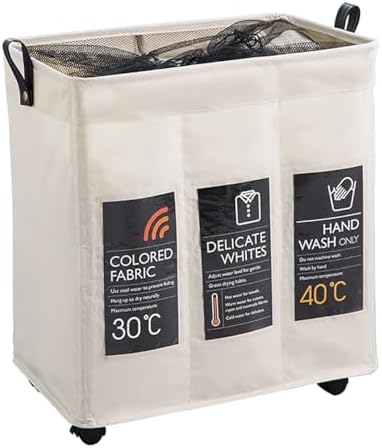 Collapsible Fabric Laundry Hamper - Foldable 2-Section Clothes Bag, Washing Bin Basket In Brown