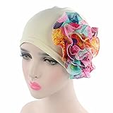 Raylans Women Flower Elastic Turban Beanie Head Wrap Chemo Cap Hat