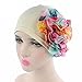 Raylans Women Flower Elastic Turban Beanie Head Wrap Chemo Cap Hat
