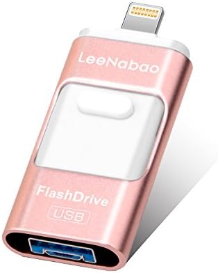 USB Flash Drive for iPhone Pen Drive Lighting Memory Stick for iPad Mac iPod Android and PC External Storage (Rosa 32G)