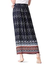 MAVIS LAVEN Falda larga elástica con estampado bohemio vintage de cintura alta para dama