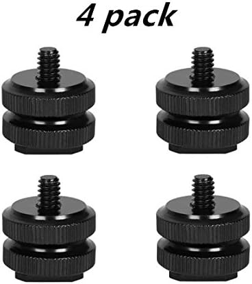 Seninhi Camera Hot Shoe Adapter Hot Shoe Mount w/ Double Nuts to 1/4"-20 Tripod Screw Adapter for Microphone Monitor to DSLR Cameras Camcorders (4 Pack)