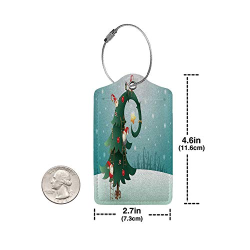 Colorful Unique DIY Printed Luggage Tags,of Christmas Tree with Ornaments,for Bags Backpacks Suitcases and Golf Bags