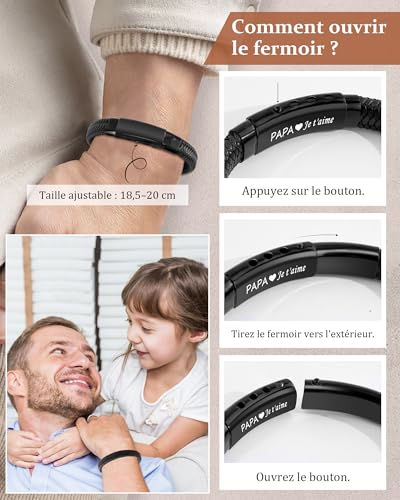 CheersLife Father's Day gift, birthday gift for dad father son bracelet man original useful leather gift idea birthday Christmas 30 40 50 60 70 years boy gift adjustable leather bracelet