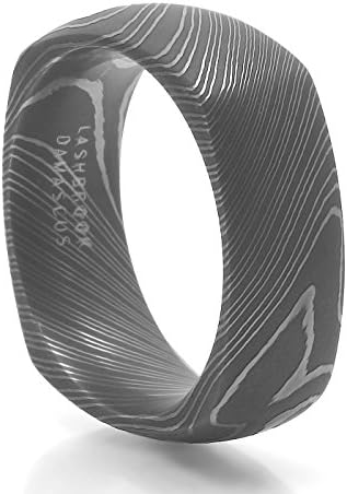 LASHBROOK DESIGNS Damascus Steel Square Ring Argon - 12.5