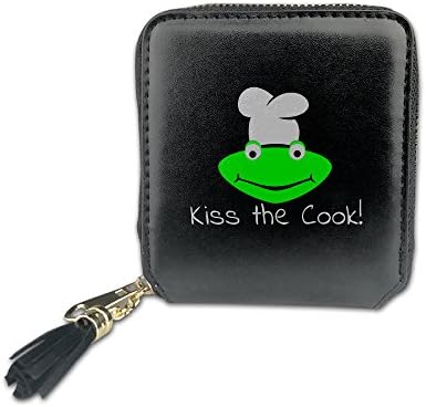Elegant Frog Cook Woman PU Leather Short Mini Purse, Square Wallet,Coin Card Handbag Wallet