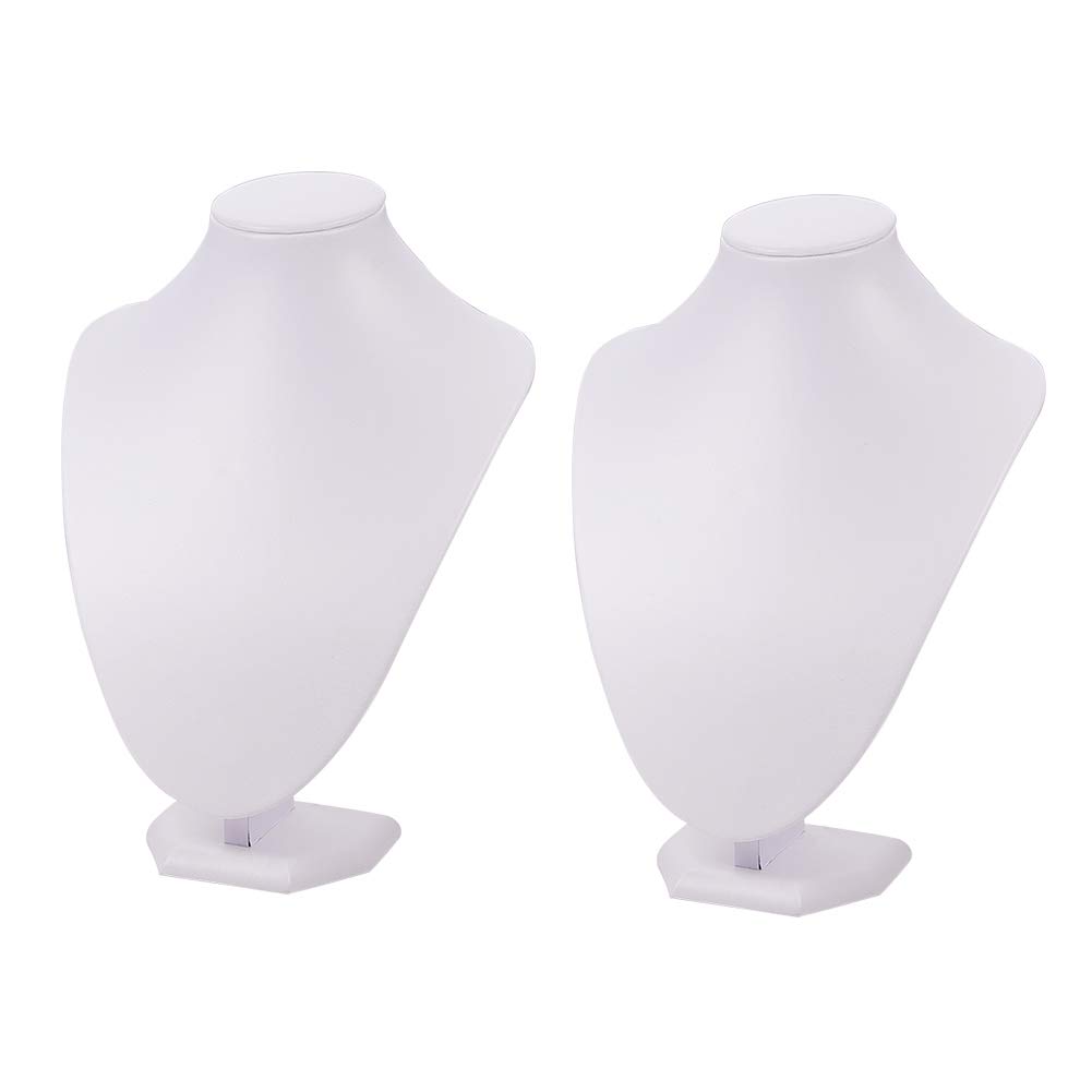 PH PandaHall 2pcs Necklace Display Stand, White 3D Jewellery Holder Bust Holder Stand Jewellery Model Organizer for Hanging Chokers Selling Home Jewellery Displays Exhibition Layout, 25.4x18cm