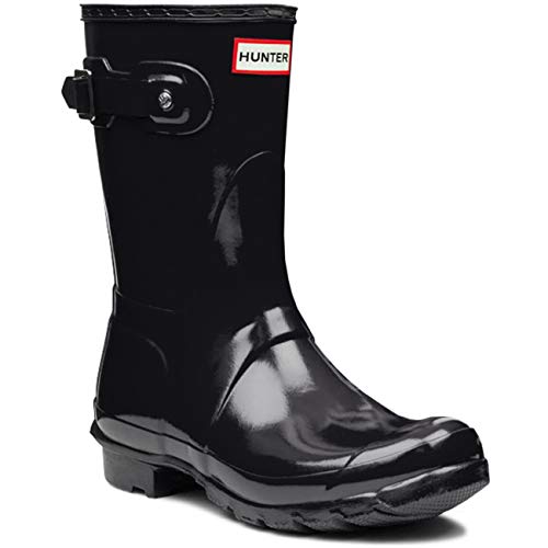 HUNTER Women's Boots Original Short Gloss Snow Rain Boots Water Boots Unisex - Black - 8