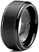 Tungsten Wedding Band Ring 10mm for Men Women Comfort Fit Black Beveled Edge Polished Brushed