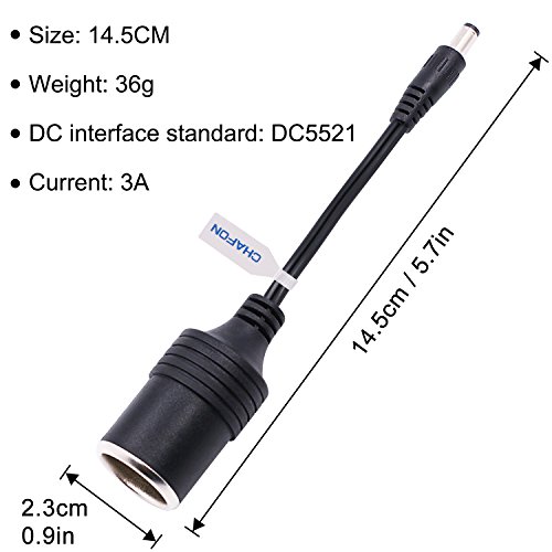 Chafon Female Cigarette Socket to DC 5.5mm x 2.1mm for Car Charger UPS Battery Backup and Portable Generator - Thumbnail 2