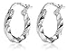 Nuni Jewelry 2mm Solid Sterling Silver Hoop Earrings Set 4 Pairs Diamond Cut or Twisted(15mm 20mm 25mm 30mm) (TWISTED)